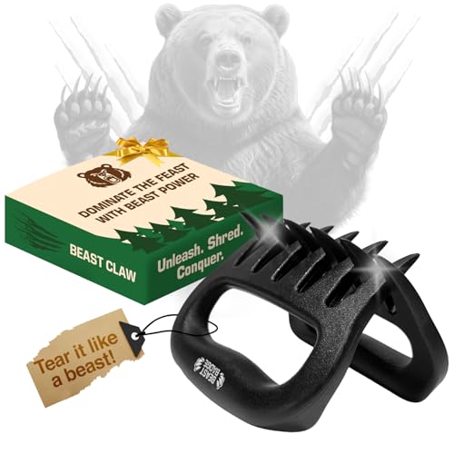 Beast Badge Bear Paws Meat Claws | Shredder Claws for Pulled Pork, BBQ Accessories Grilling Gifts for Men, Great for Pulled Pork, Chicken, Brisket and Turkey - Shredding tools for Meat